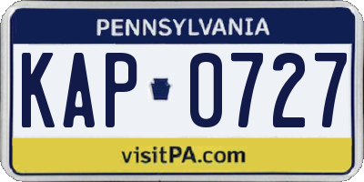PA license plate KAP0727