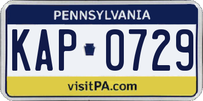 PA license plate KAP0729