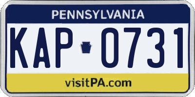 PA license plate KAP0731