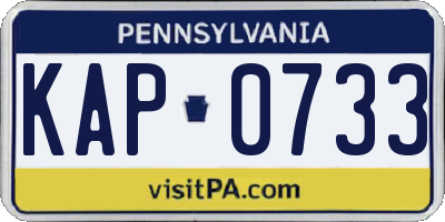 PA license plate KAP0733