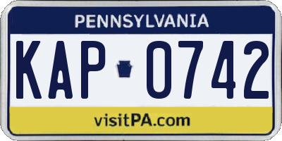 PA license plate KAP0742