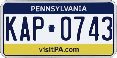 PA license plate KAP0743