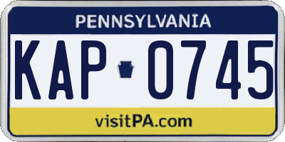 PA license plate KAP0745
