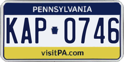 PA license plate KAP0746