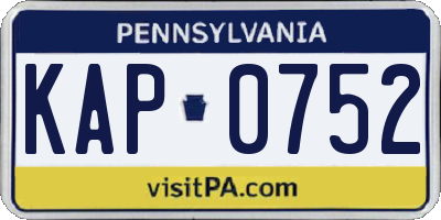 PA license plate KAP0752