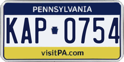 PA license plate KAP0754