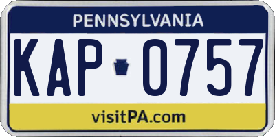 PA license plate KAP0757