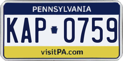 PA license plate KAP0759