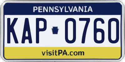 PA license plate KAP0760