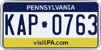 PA license plate KAP0763