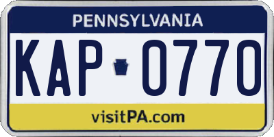 PA license plate KAP0770