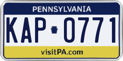 PA license plate KAP0771