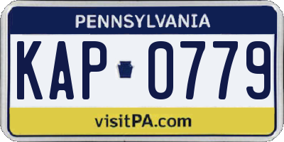 PA license plate KAP0779