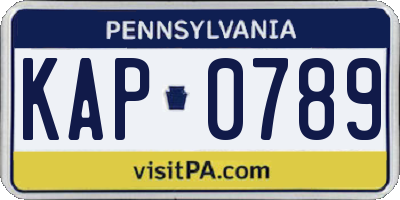 PA license plate KAP0789