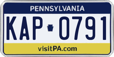 PA license plate KAP0791