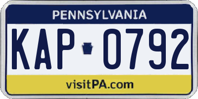PA license plate KAP0792