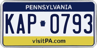 PA license plate KAP0793