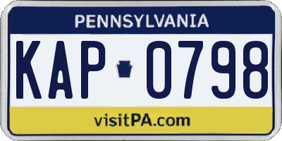 PA license plate KAP0798