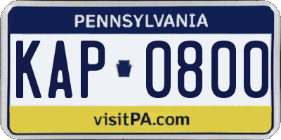 PA license plate KAP0800