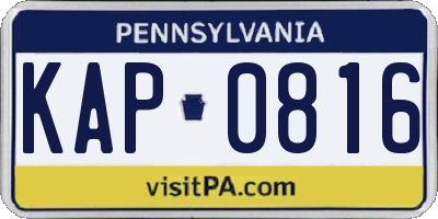 PA license plate KAP0816