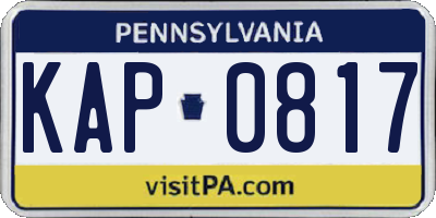 PA license plate KAP0817