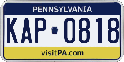 PA license plate KAP0818
