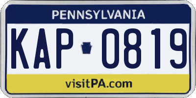 PA license plate KAP0819