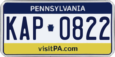 PA license plate KAP0822