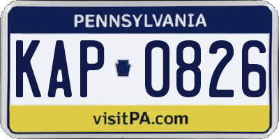 PA license plate KAP0826