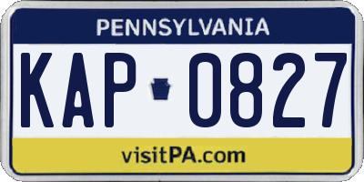 PA license plate KAP0827