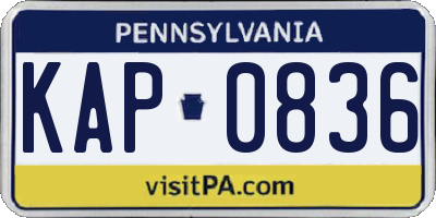 PA license plate KAP0836