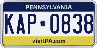 PA license plate KAP0838