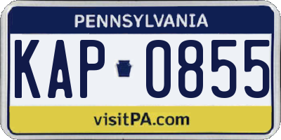 PA license plate KAP0855