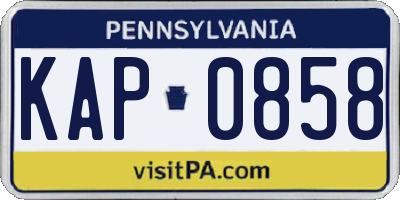 PA license plate KAP0858