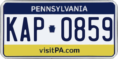 PA license plate KAP0859