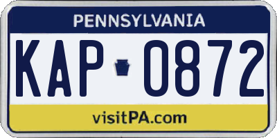 PA license plate KAP0872