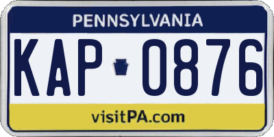 PA license plate KAP0876