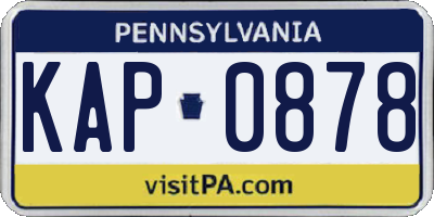 PA license plate KAP0878