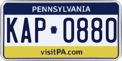 PA license plate KAP0880