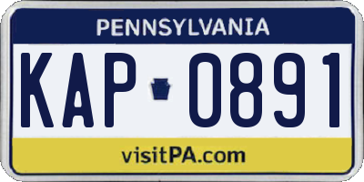 PA license plate KAP0891
