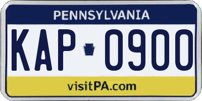 PA license plate KAP0900