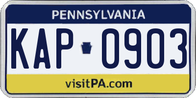 PA license plate KAP0903