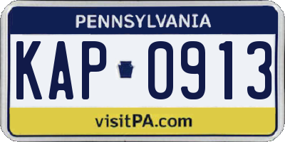 PA license plate KAP0913