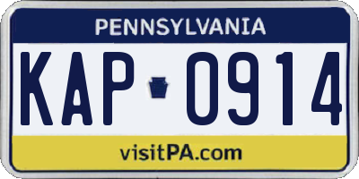 PA license plate KAP0914