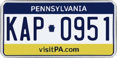 PA license plate KAP0951