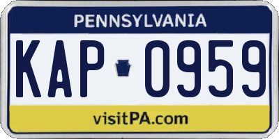 PA license plate KAP0959