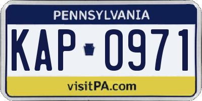 PA license plate KAP0971