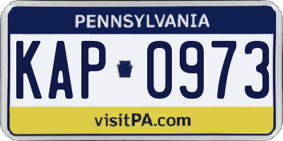 PA license plate KAP0973