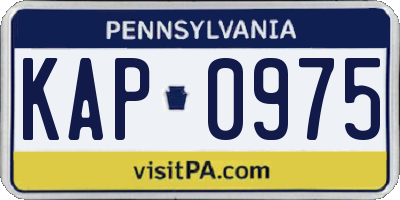 PA license plate KAP0975