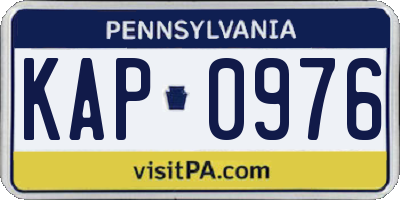 PA license plate KAP0976